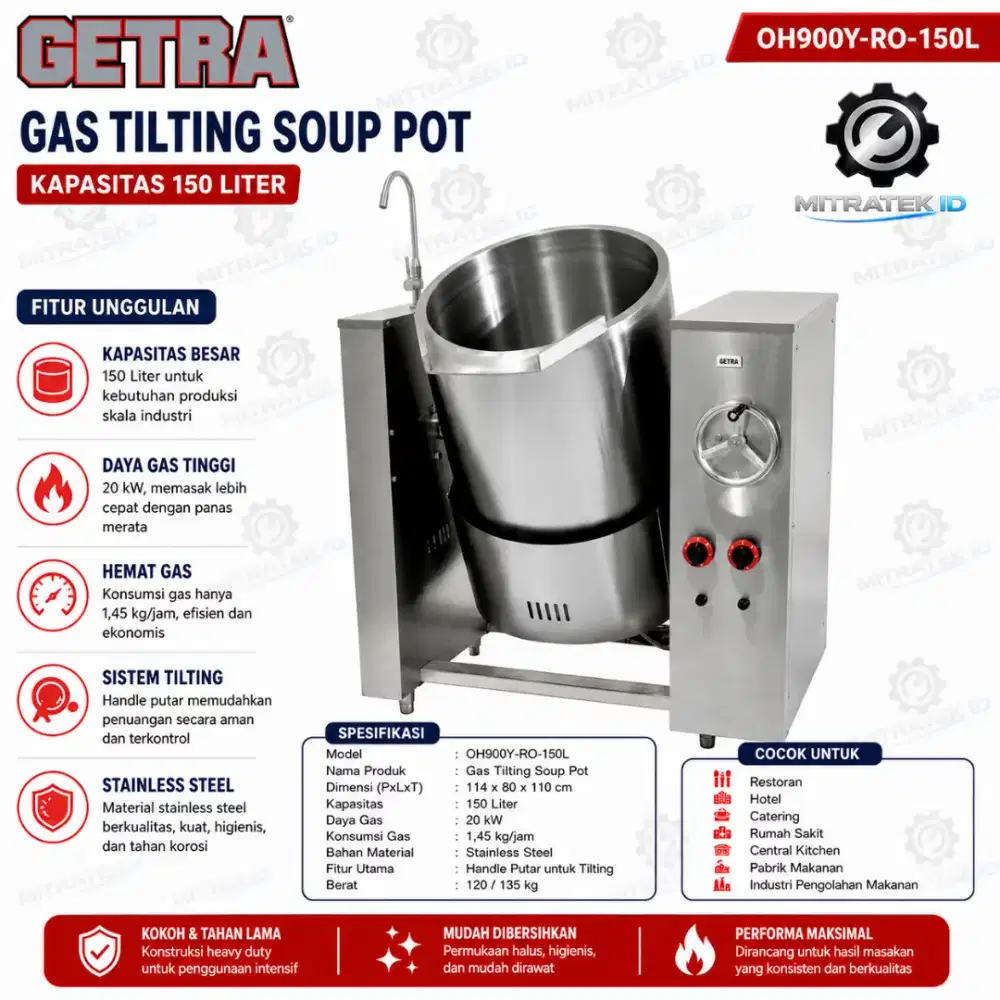 GETRA Gas Tilting Soup Pot OH900Y-RO-150L