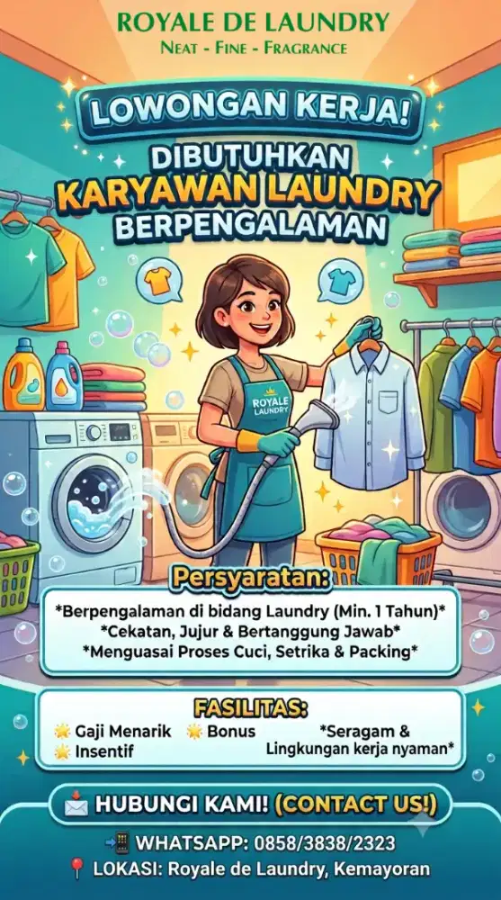 Dibutuhkan Karyawan Laundry Kemayoran