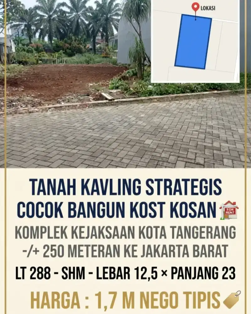 TANAH KAVLING MURAH AREA KOMPLEK KEJAKSAAN KOTA TANGERANG