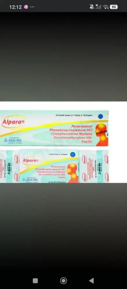 Obat alpara kemasan lembaran