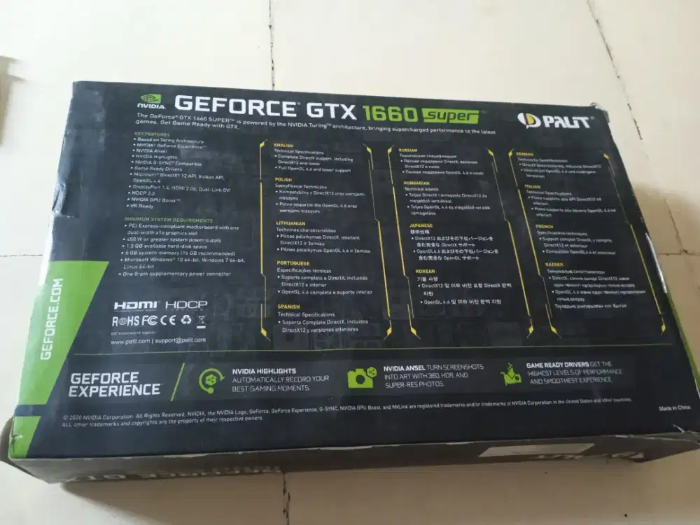 gpu PALIT gtx 1660s 6gb ddr6