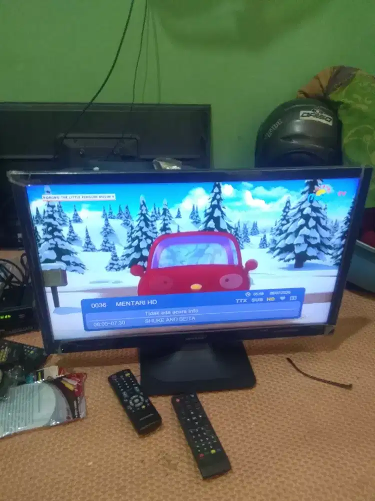 Tv led 24 inch sharp+stb normal siap tonton nego tipis