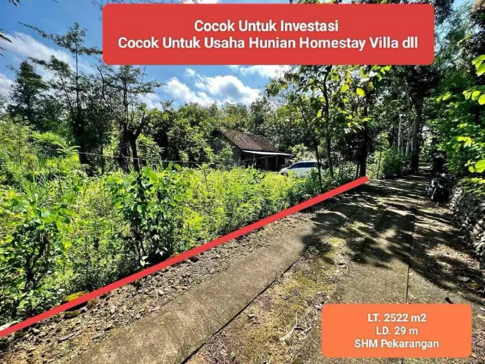 Jual tanah pekarangan dekat kota Wonosari Gunungkidul murah strategis