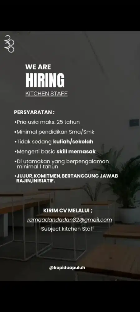 Loker kitchen kopi duapuluh