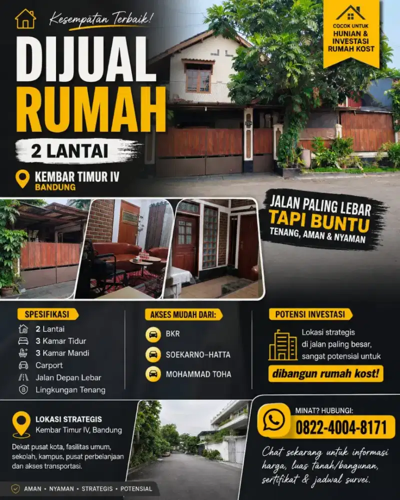 Dijual Rumah Strategis, Kembar Timur - Bandung