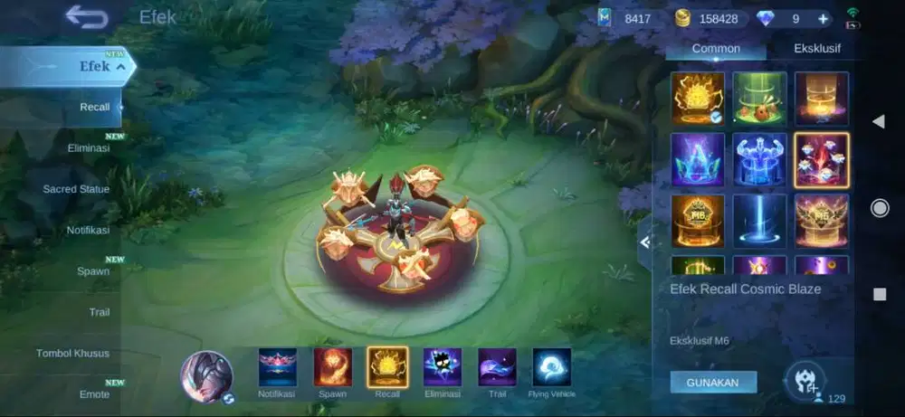 Akun ML Legend Skin Efek Recall dll