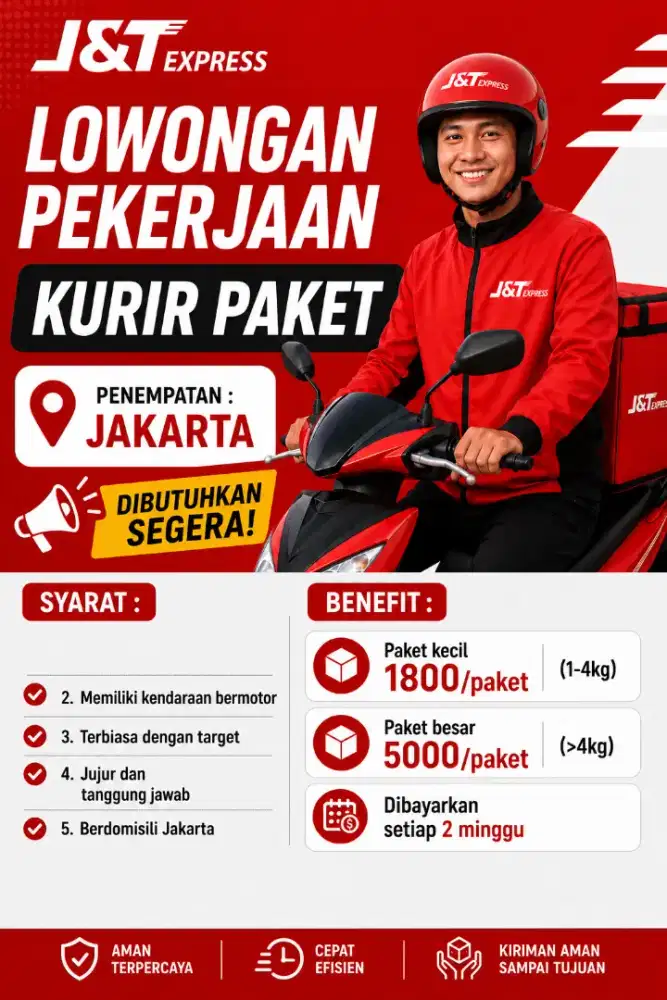 DIBUTUHKAN SEGERA KURIR (MOTOR) J&T