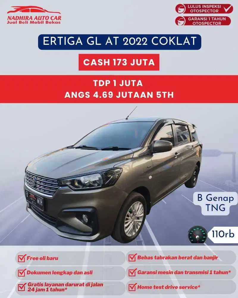 TDP 1 Juta Ertiga GL AT 2022 Coklat