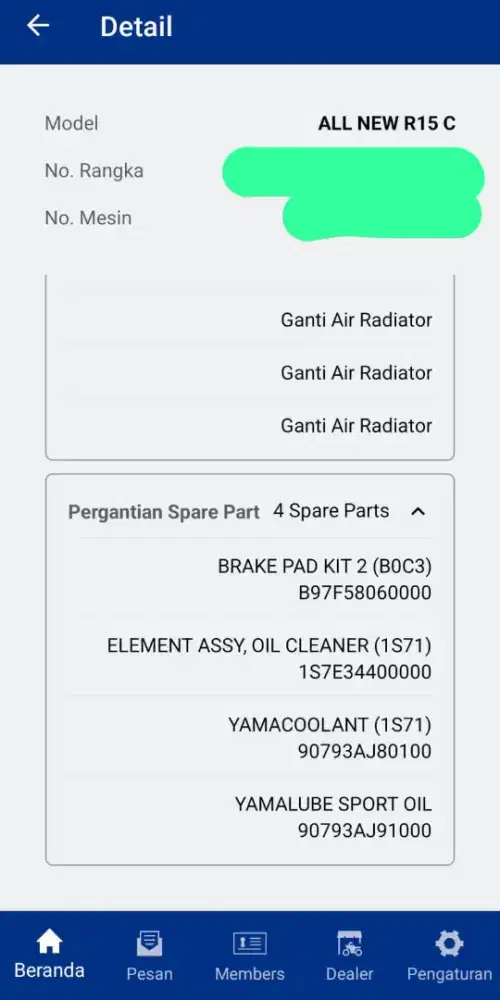 R15 V4 2022 simpanan motor