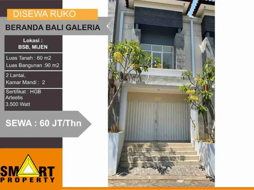 Sewa Ruko 2 Lantai Di Beranda Galeria BSB, Semarang