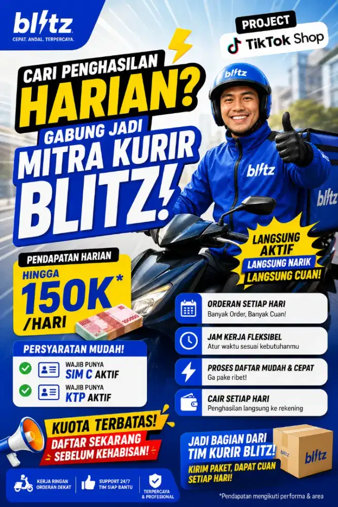 LOWONGAN MITRA KURIR BLITZ – PROJECT TIKTOK SHOP
