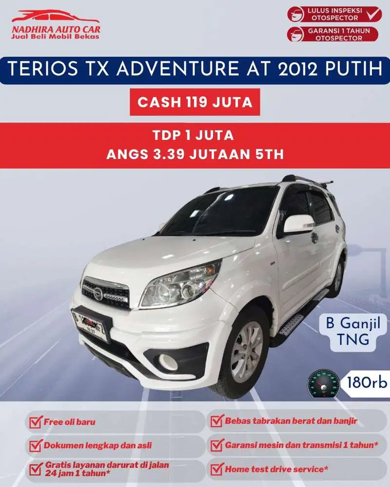TDP 1 Juta Terios TX Adventure AT 2012 Putih