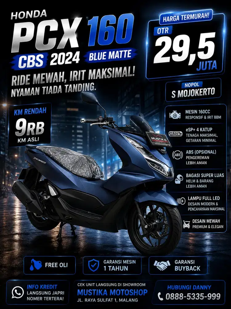 Harga Promo‼️PCX 160 CBS 2024. KM 9rb. DANNY Mustika Sulfat