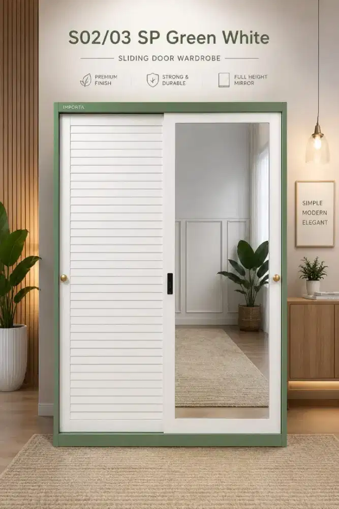 READY LEMARI BESI PAKAIAN 2 PINTU SLIDING TERLARIS