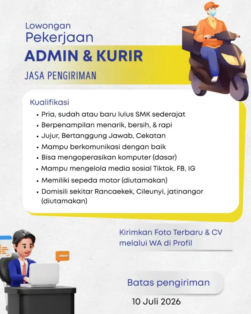 Lowongan Admin & Kurir