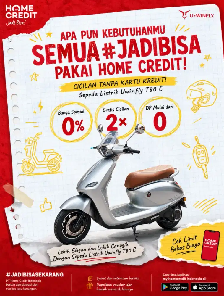 PROMO KREDIT SEPEDA LISTRIK UWINFLY T80 C TERMURAH SEKOTA PALEMBANG