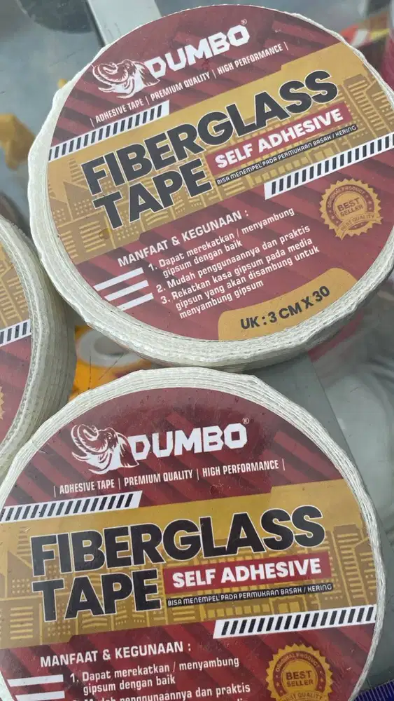 Lakban Gypsum DUMBO Fiberglass Tape Self Adhesive 3cmx30