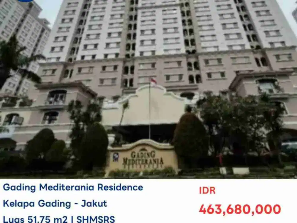 JUAL VIA AYDA AS IS APARTEMEN MEDITERANIA KELAPA GADING JAKARTA UTARA