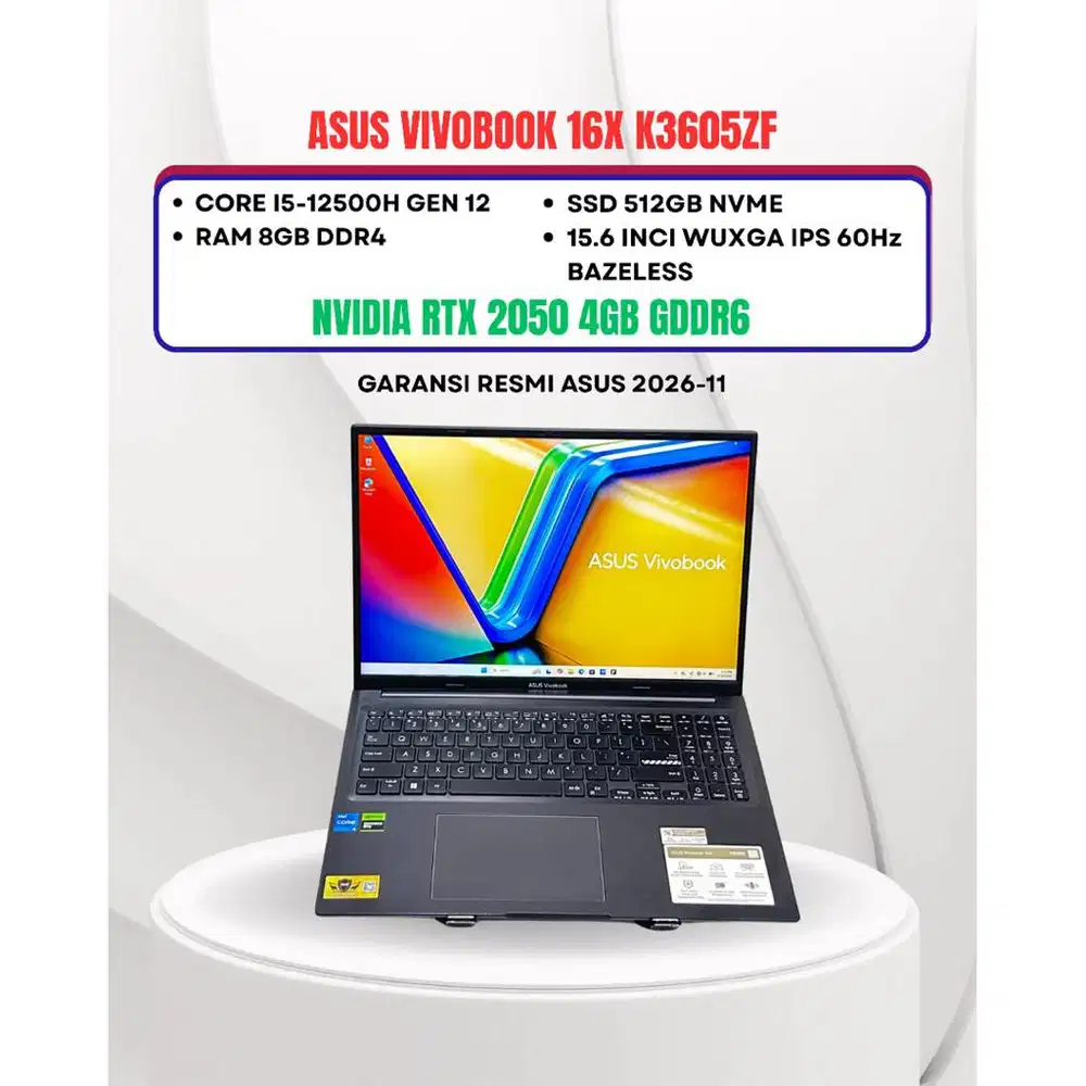 ASUS VIVOBOOK 16X K3605ZF CORE I5-12500H NVIDIA RTX 2050 RAM 8GB/512GB