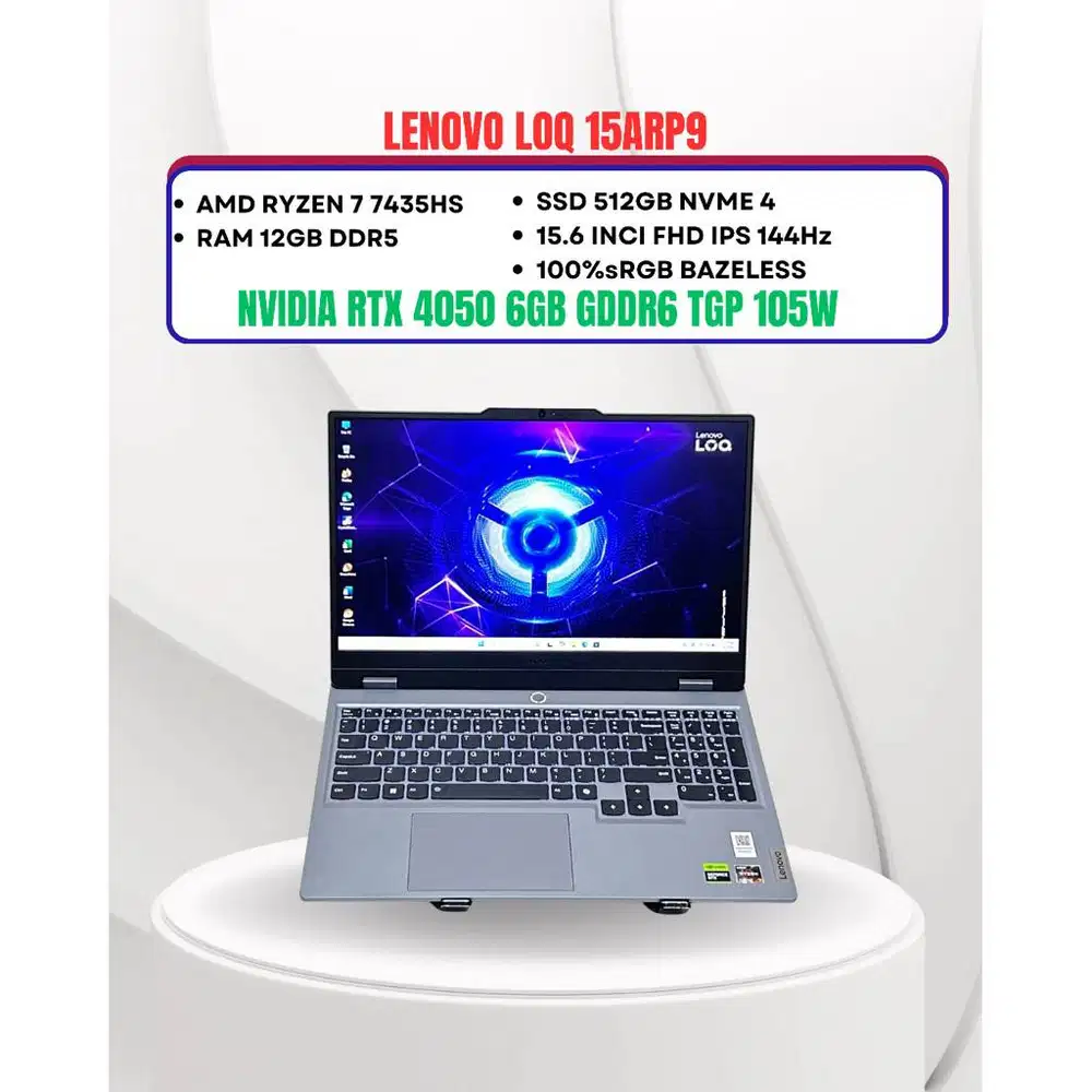LENOVO LOQ 15ARP9 AMD RYZEN 7 7435HS NVIDIA RTX 4050 6GB RAM 12GB SSD