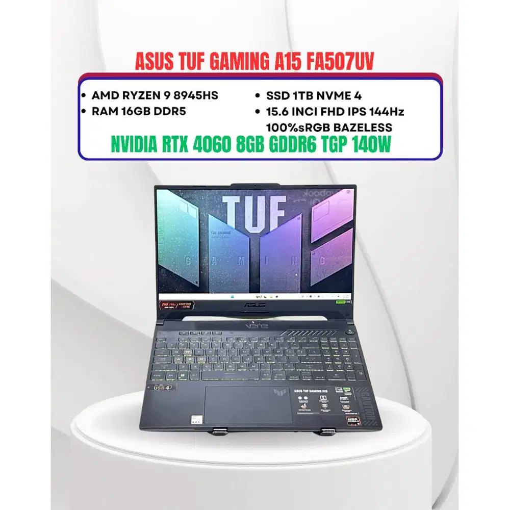 ASUS TUF GAMING A15 FA507UV RYZEN 9 8945HS RTX 4060 RAM 16GB SSD 512GB