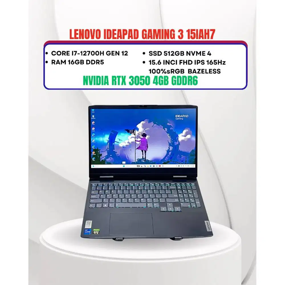 LENOVO IDEAPAD GAMING 3 15IAH7 CORE I7-12700H NVIDIA RTX 3050 RAM 16GB