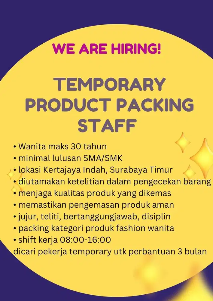 STAFF PACKING TEMPORARY