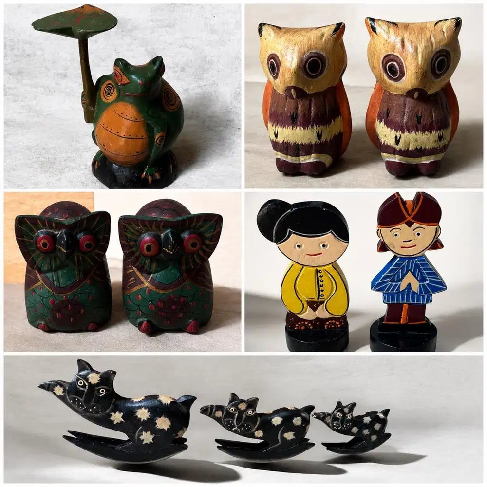 5 Pieces Dekorasi Patung Kayu Kecil