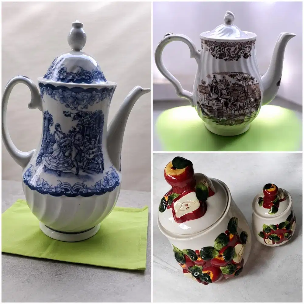 Aneka 3 Pieces Teapot Toples Antik Jadul Vintage