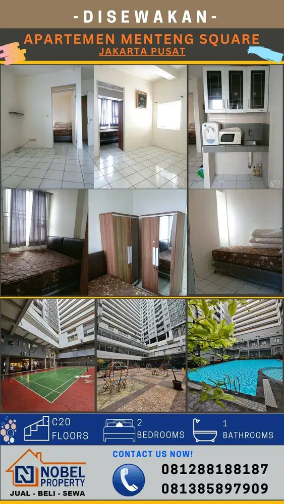 Disewakan Apartemen Mentes 2BR Luas 33 Hook Semi Furnished
