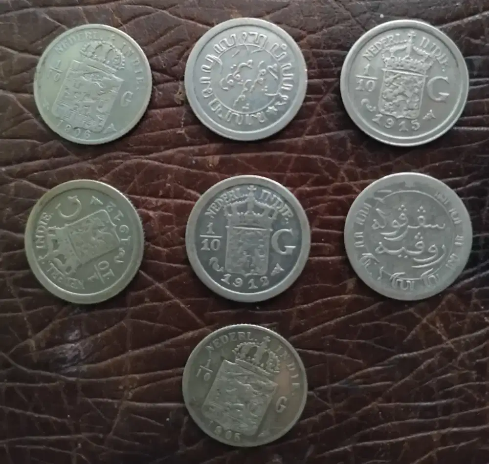 Koin perak 1/10 Gulden antik