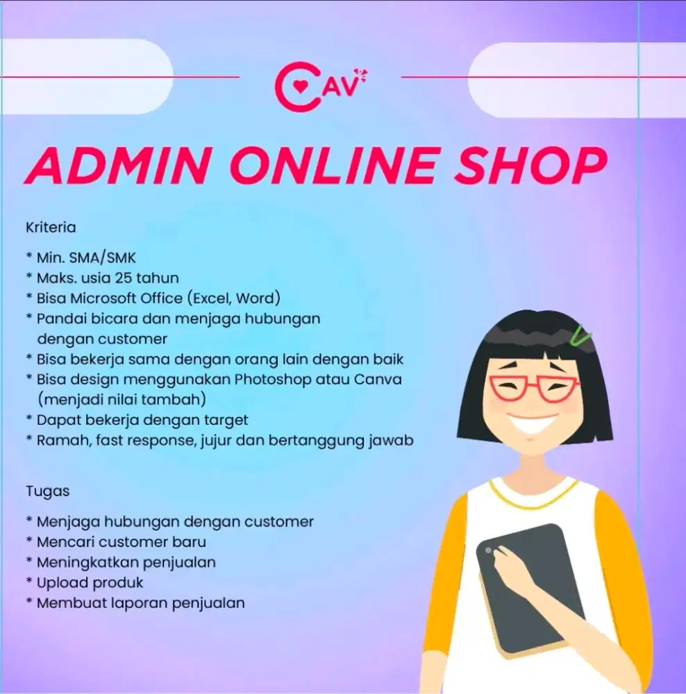 LOWONGAN KERJA ADMIN ONLINE SHOP