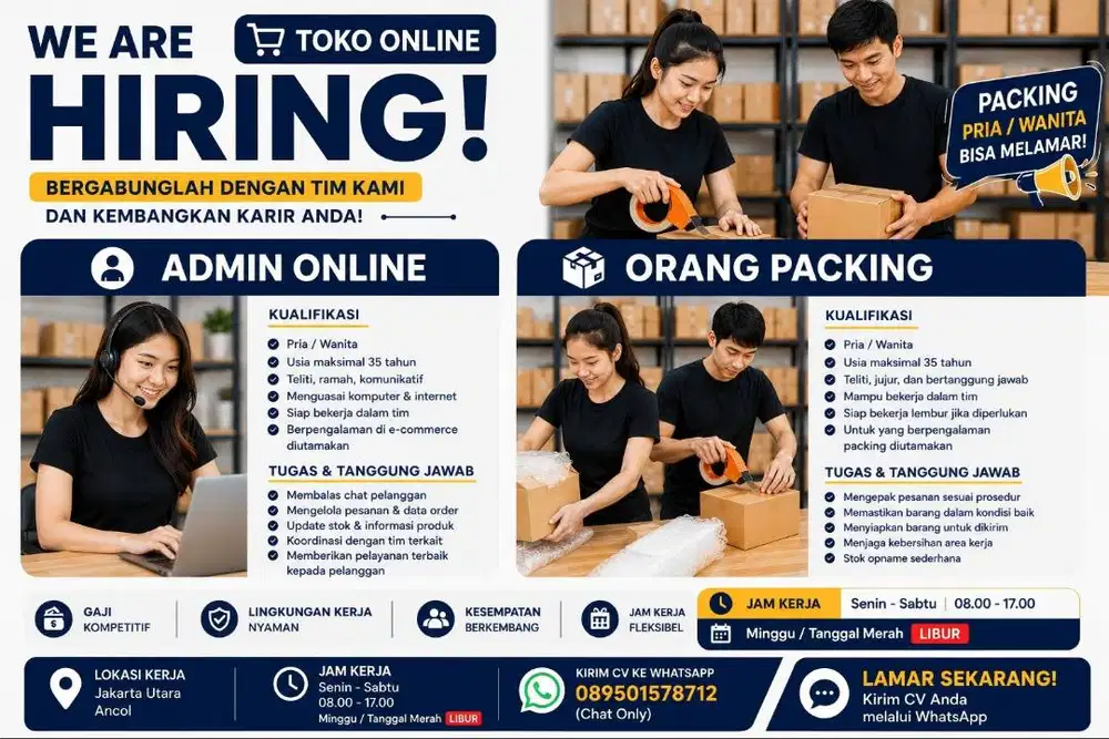 Lowongan Kerja Packing Toko Online – Jakarta Utara (Ancol)