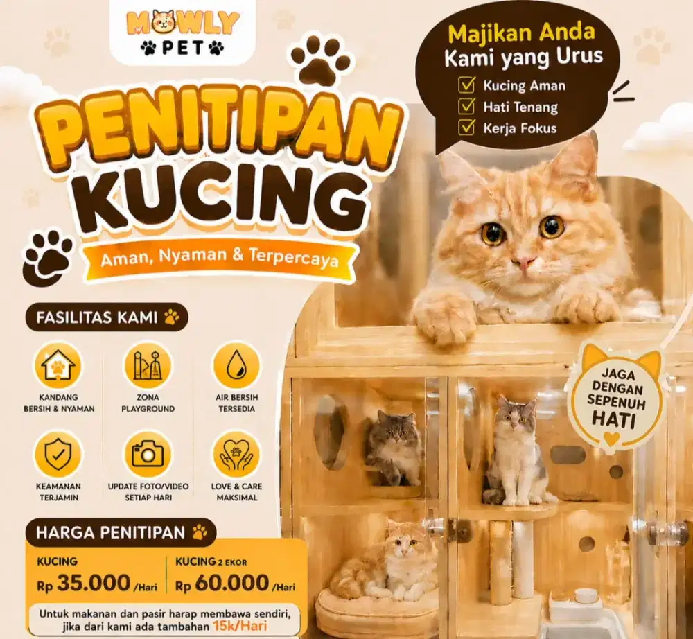 Jasa Penitipan Hewan Bersih dan Premium Only 35rb/Hari