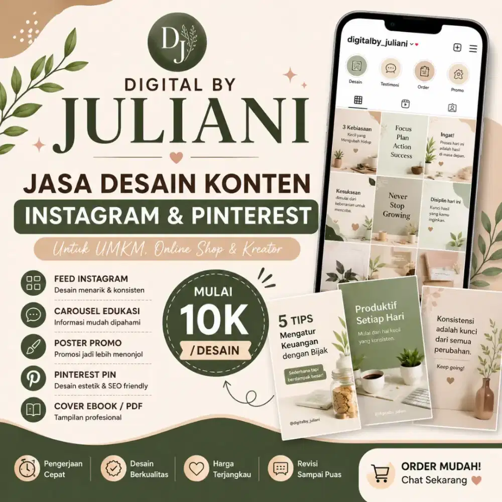 Jasa Desain Konten Instagram & Pinterest Profesional | Mulai 10K