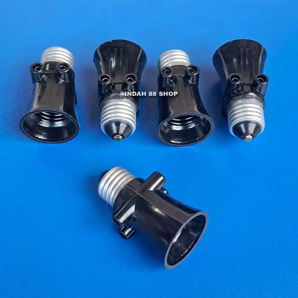 Fitting Kombinasi Hitam 2 Socket / Fitting Lampu Sambungan BROCO