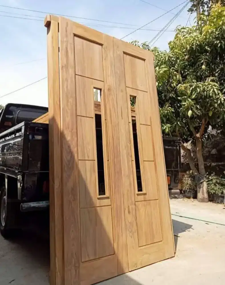 Pengrajin pintu minimalis jati,bisa costum