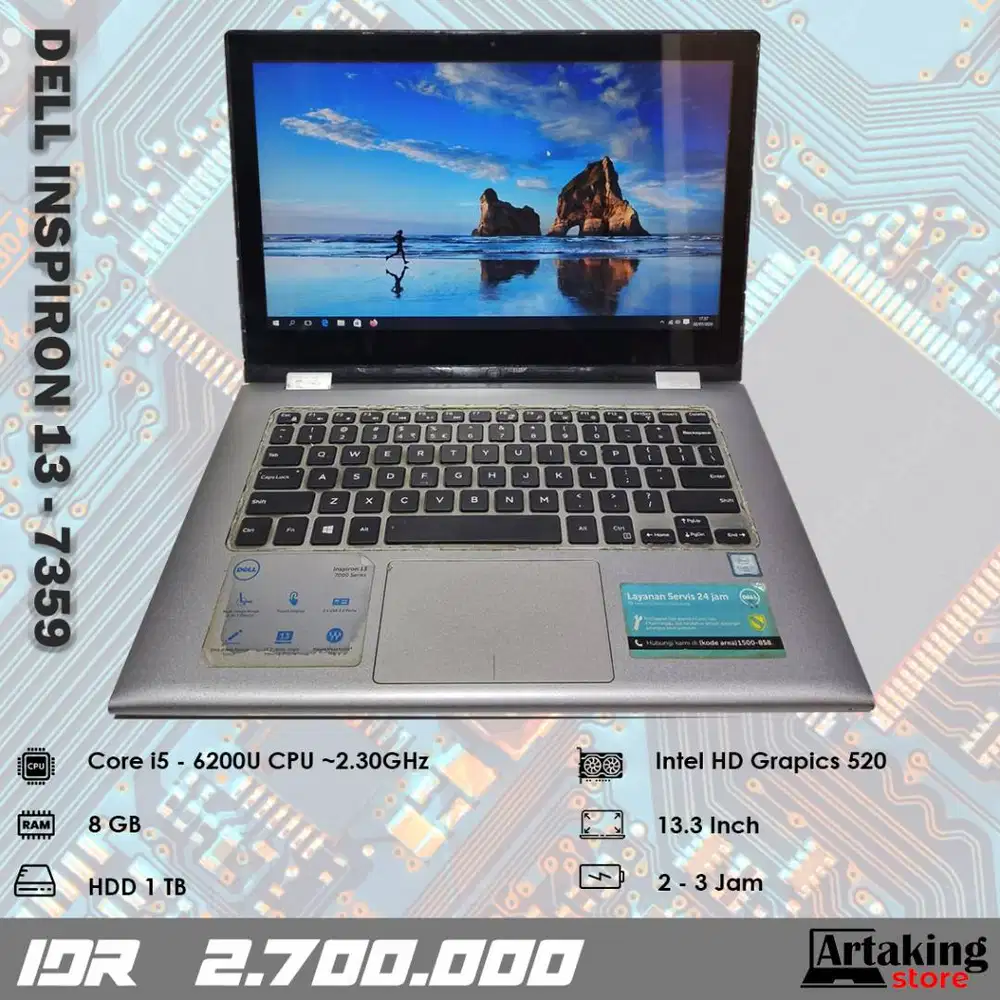 Dell Inspiron 13 - 7359 - Core i5 - Gen 6 th - Ram 8 GB - Normal Siap