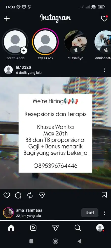 Trapis,gro,kasir, resepsionis