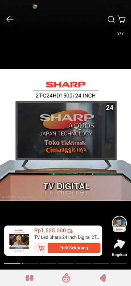 DIJUAL TV SHARP 24 INCH  BEKAS