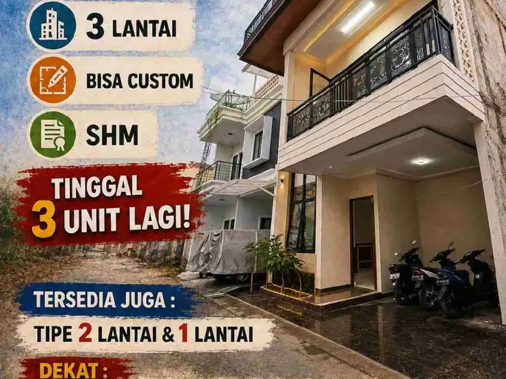 Jual Rumah Cluster Termurah di Cipinang Jakarta Timur, SHM, 3 Lantai, Strategis, Dekat Rawamangun