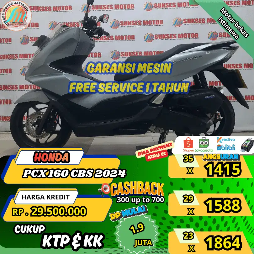 HONDA PCX160 CBS 2024 DP&ANGSURAN TERMURAHSYRTKTP&KK(SUKSESMOTOR)