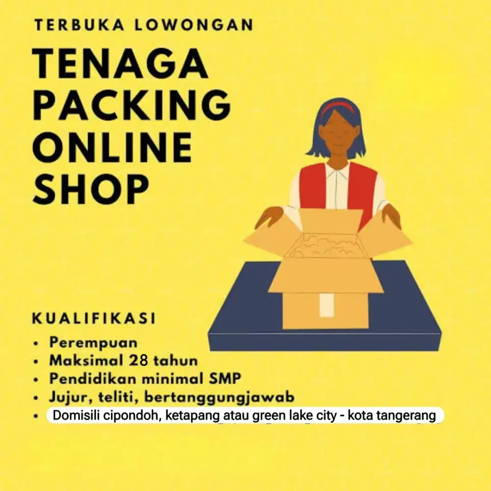 LOKER PACKING PAKET ONLINESHOP KHUSUS WANITA SAJA