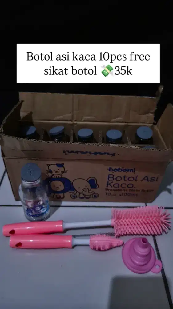 Botol kaca penyimpanan asi free sikat