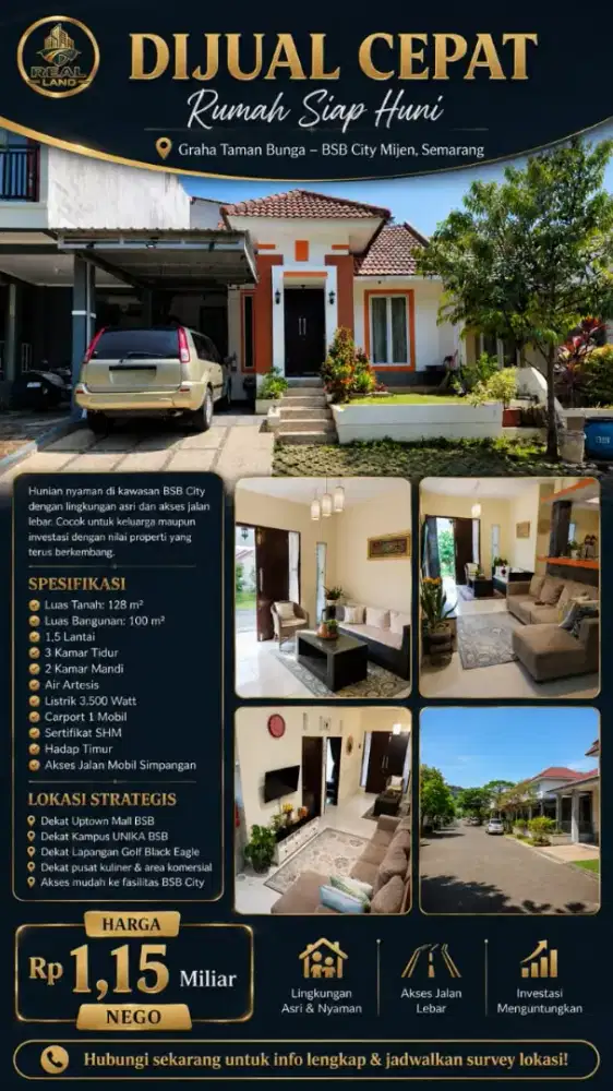 DIJUAL CEPAT – RUMAH SIAP HUNI
  Graha Taman Bunga – BSB City