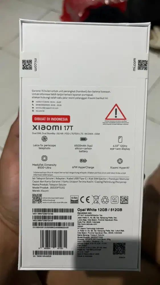 XIAOMI 17T 17 T WHITE PUTIH OPAL 12/512 12 512 GB 512GB