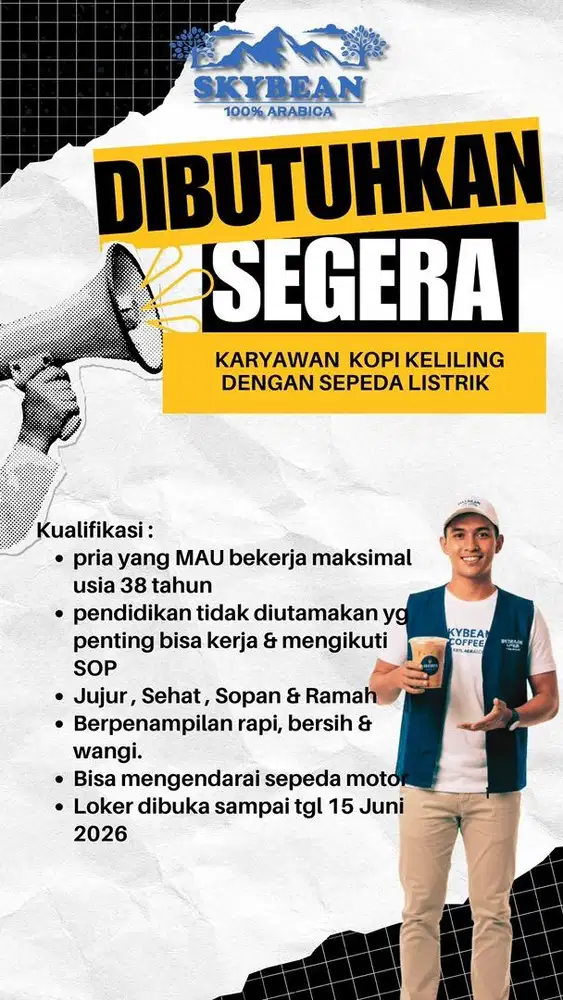 lowongan penjual kopi keliling dengan sepeda listrik