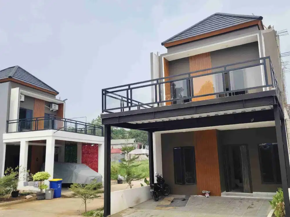 Rumah cluster lokasi pinggir jalan Raya utama kampung sawah Akses lebar 2mobil 5menit ke tol Jatiwarna