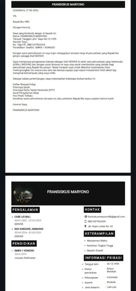 INFO LOWONGAN MODAL IJAZAH, KTP, KK, SAMA MODAL JUJUR & TANGGUNG JAWAB