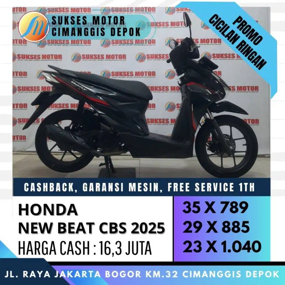 BEAT CBS 2025 CASH KREDIT DP 900 KM LOW CICILAN RINGAN [SUKSES MOTOR]